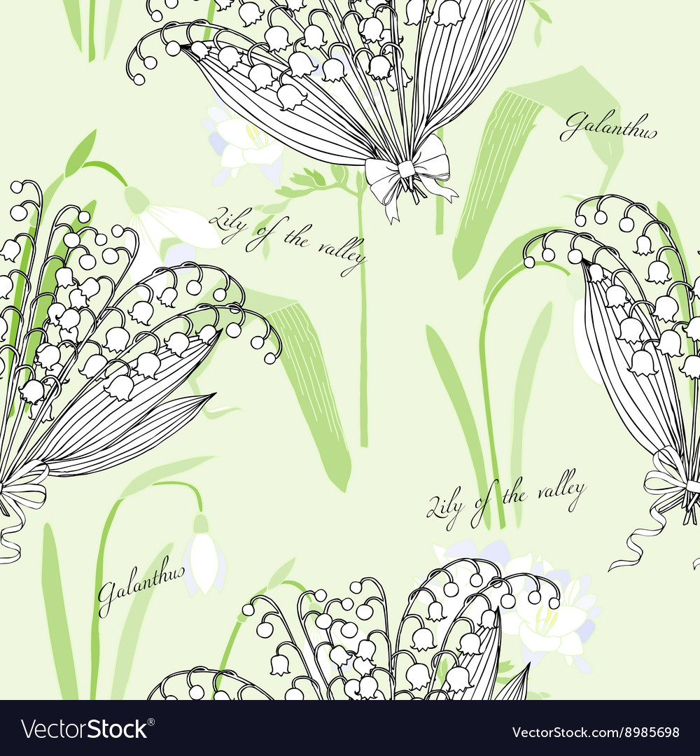 Seamless pattern with snowdrops