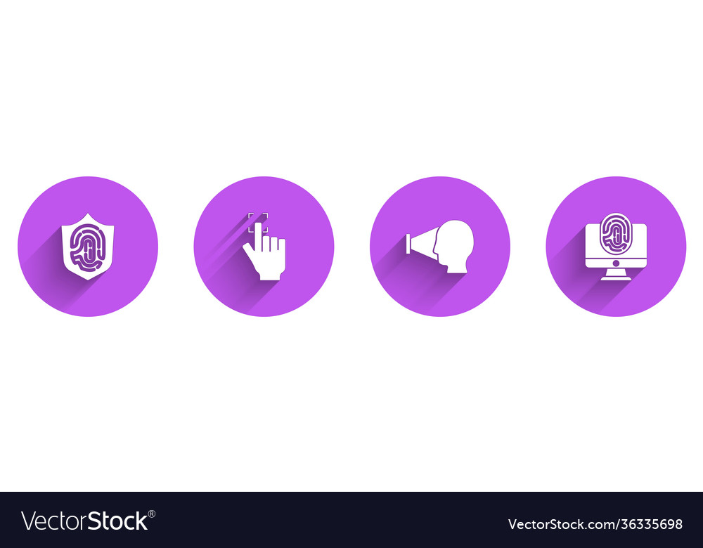 Set fingerprint in shield face recognition vector image Set fingerprint in shield face recognition