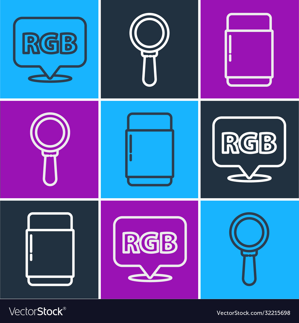 Set line speech bubble with rgb and cmyk eraser vector image Set line speech bubble with rgb and cmyk eraser
