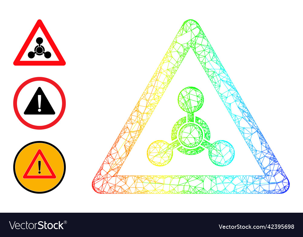Spectrum gradient net mesh chemical warning icon vector image Spectrum gradient net mesh chemical warning icon