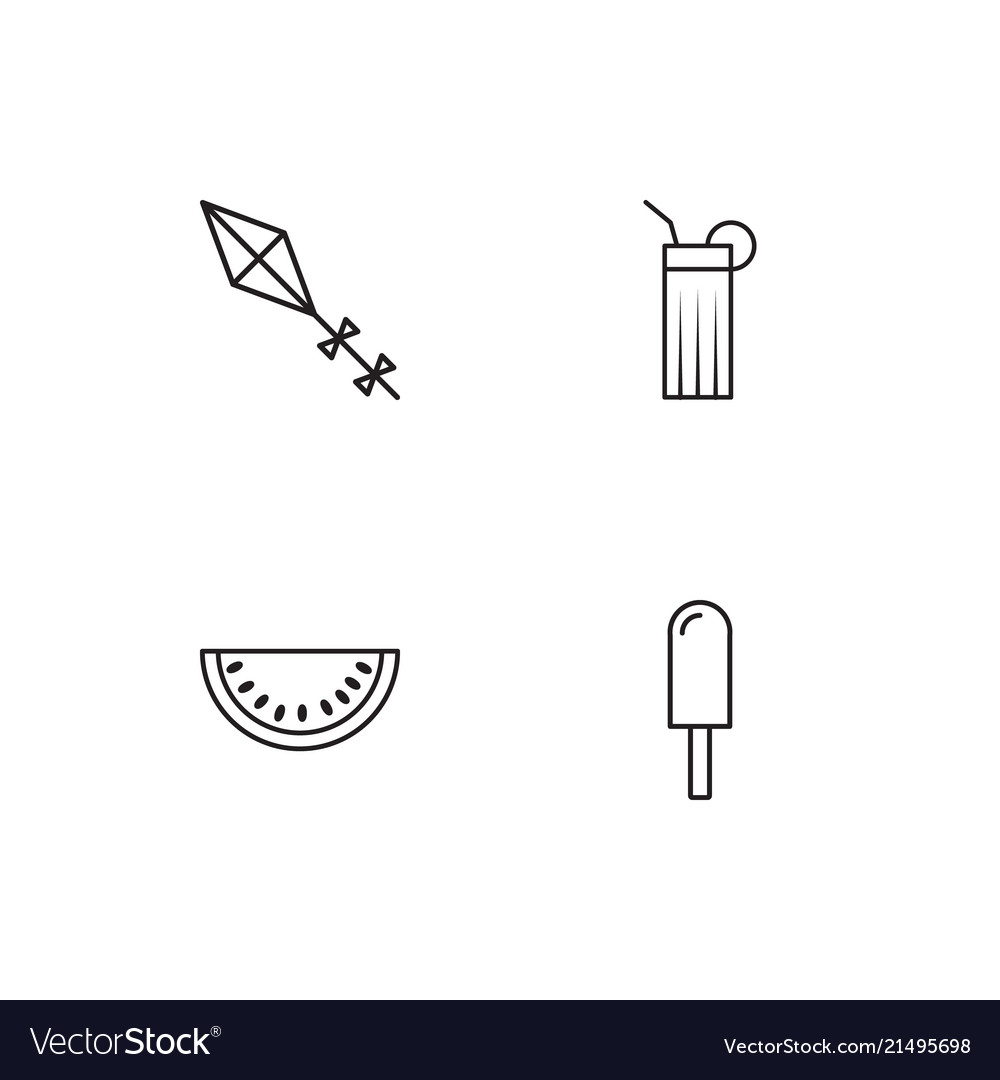 Summer linear icons set simple outline