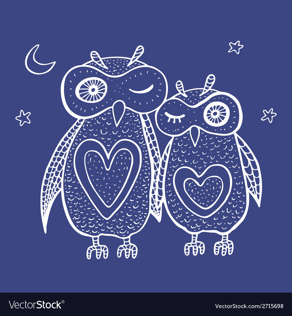 Two cute decorative owls Royalty Free Vector Image