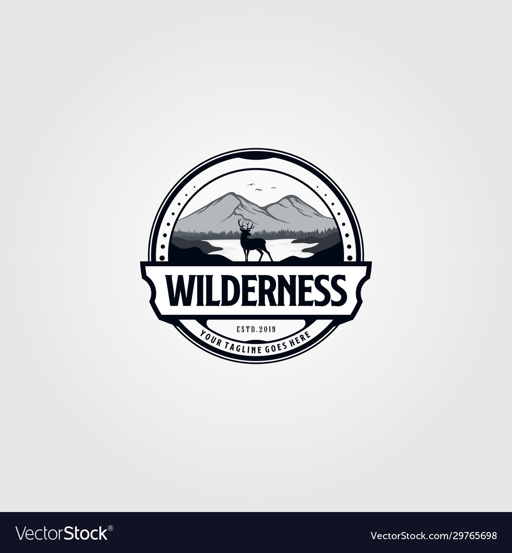 Wilderness adventure vintage logo Royalty Free Vector Image