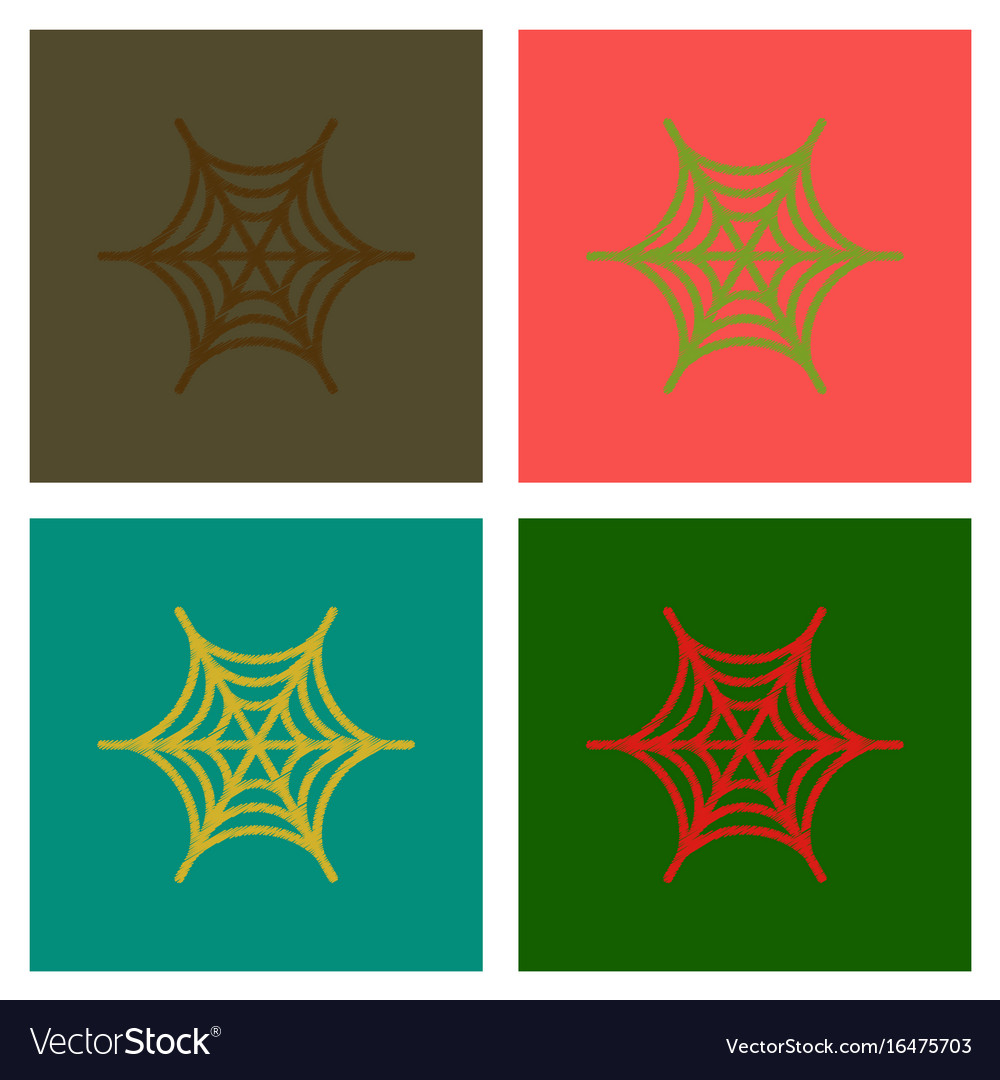 Assembly flat shading style icons spider web