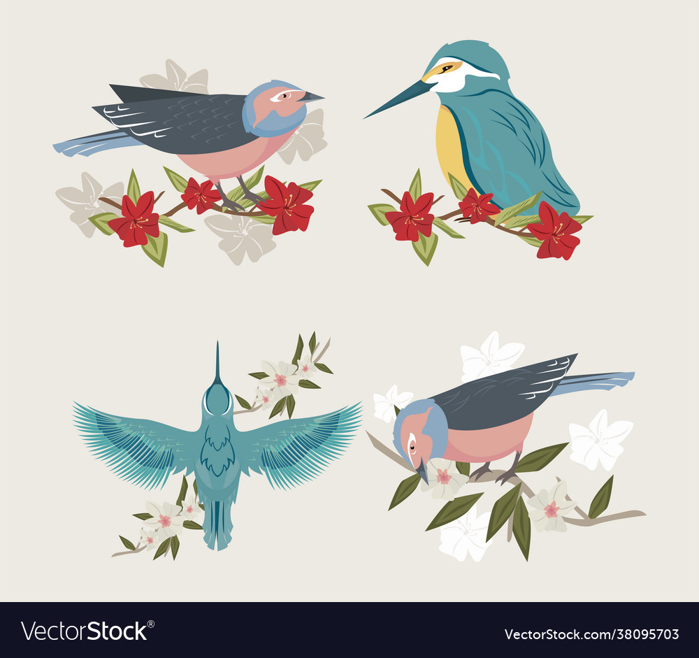 Vögel und Blumen