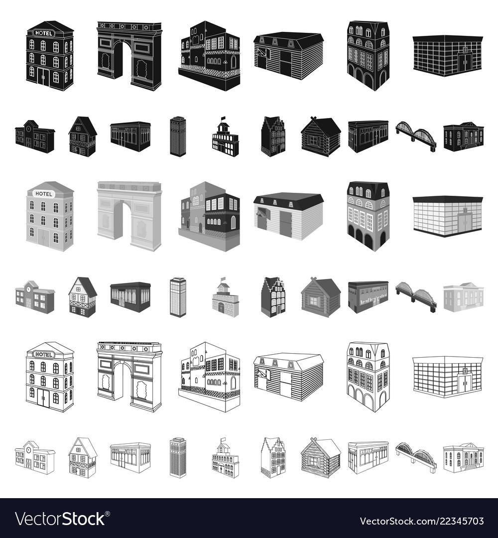 Building and architecture cartoon icons in set