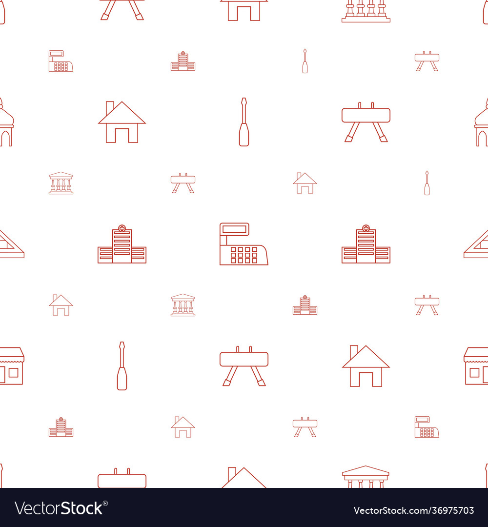 Building icons pattern seamless white background