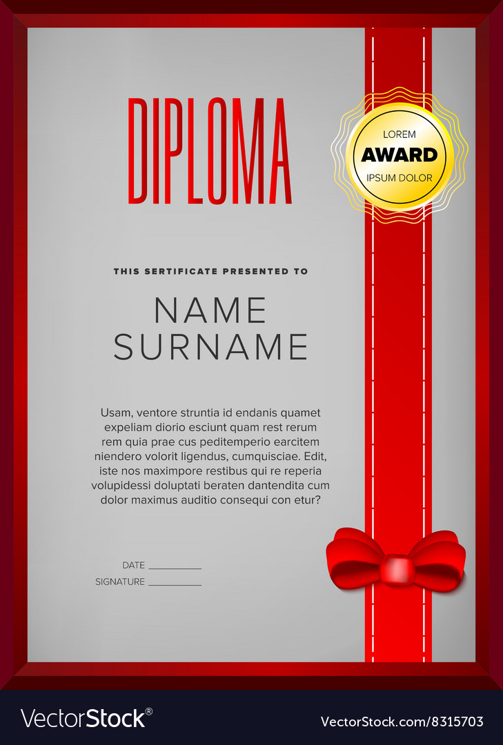 Certificate design in golden frame