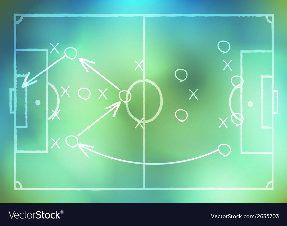 Zeichnen einer Fußball-Spiel-Strategie auf Hintergrund