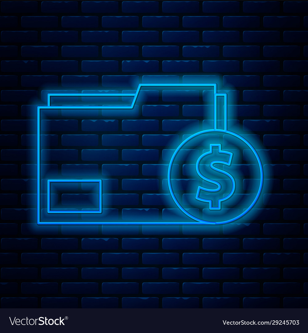 Glowing neon line finance document folder icon Vector Image