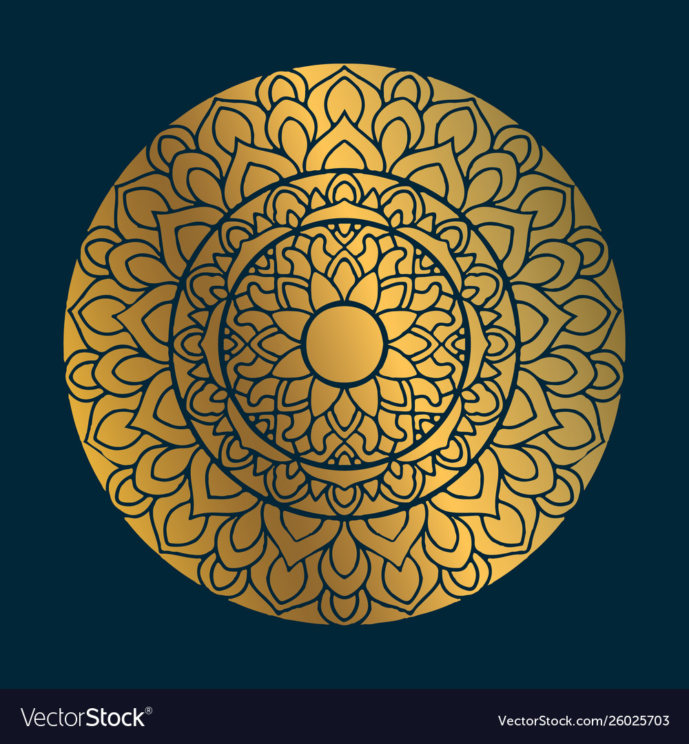 Golden vintage mandala art with circle abstract vector image Golden vintage mandala art with circle abstract