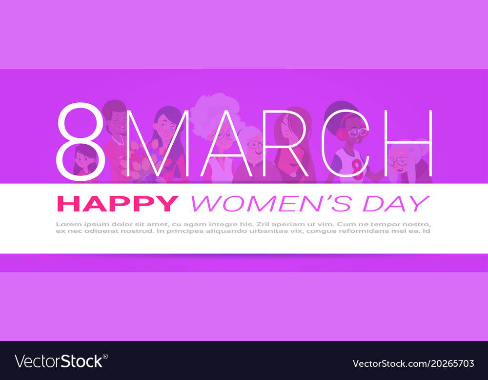 Happy International Women Day Banner With Female Vector Image