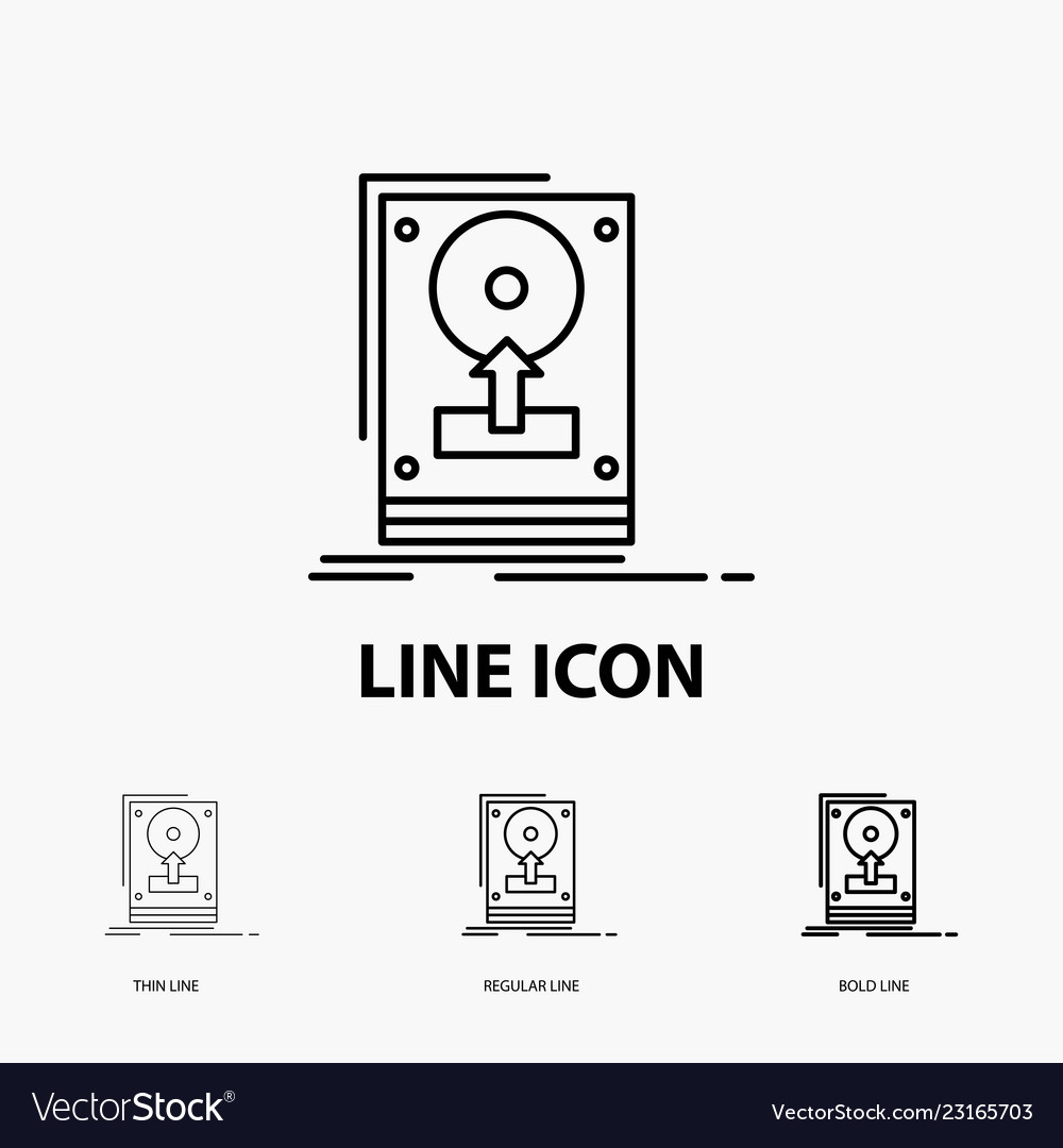 Installieren Sie Laufwerk hdd Speichern Upload-Symbol in Dünn vector image Installieren Sie Laufwerk hdd Speichern Upload-Symbol in Dünn