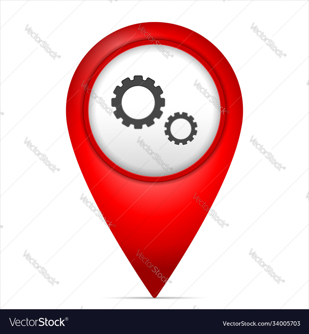 Map marker with gear symbol