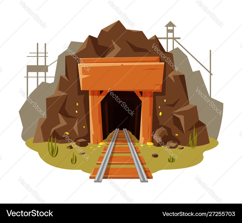 Mine Gold On White Background With Royalty Free Vector Image