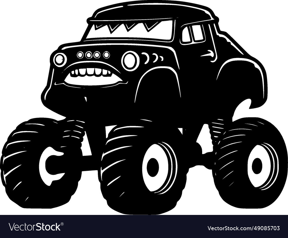 Cartoon Monster Truck Isolated on White Background, Vectors