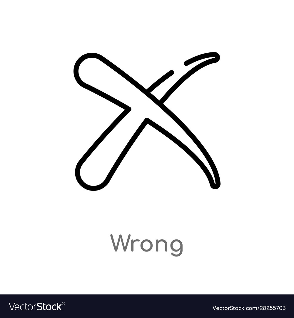 Outline wrong icon isolated black simple line