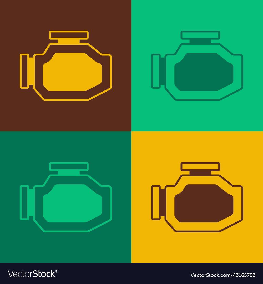 Pop art check engine icon isolated on color vector image Pop art check engine icon isolated on color