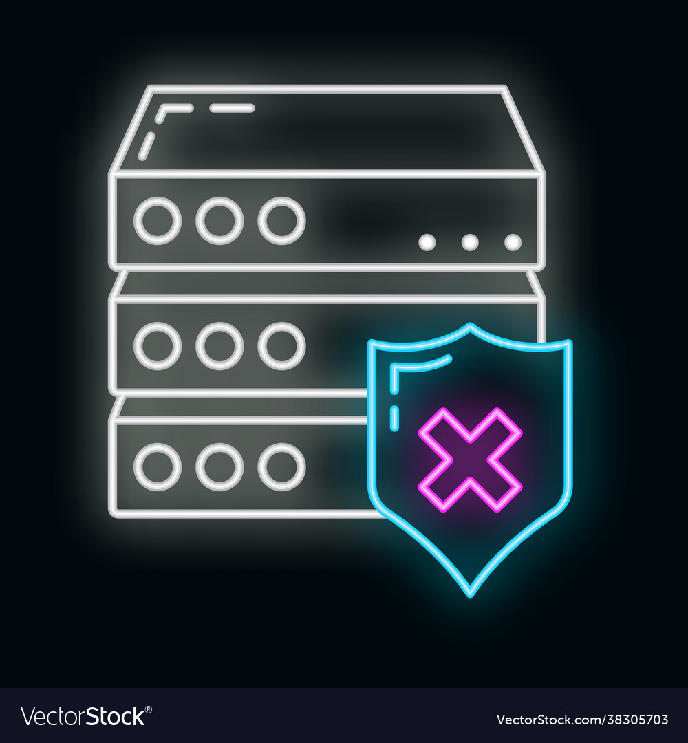Remote computer server data cloud icon glow neon vector image Remote computer server data cloud icon glow neon