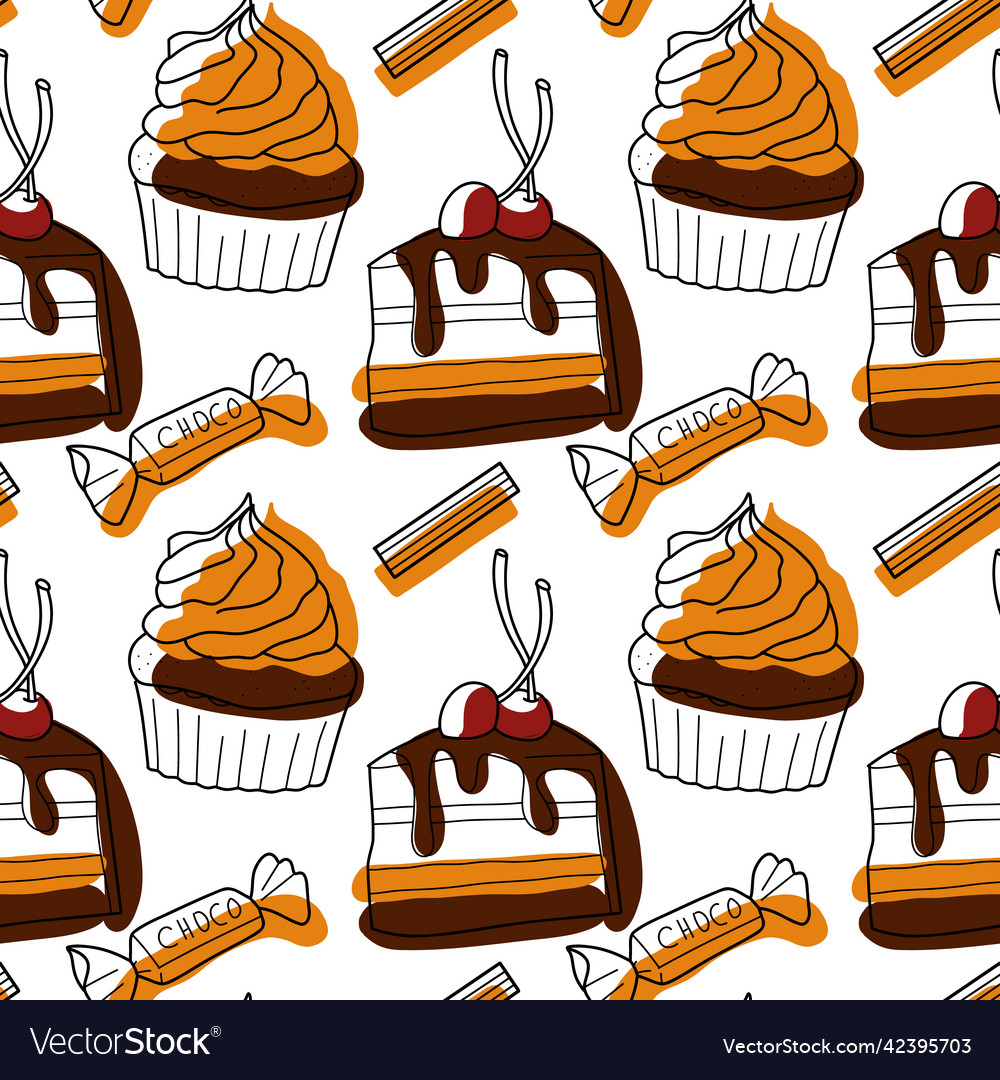 Seamless pattern with the image of chocolate