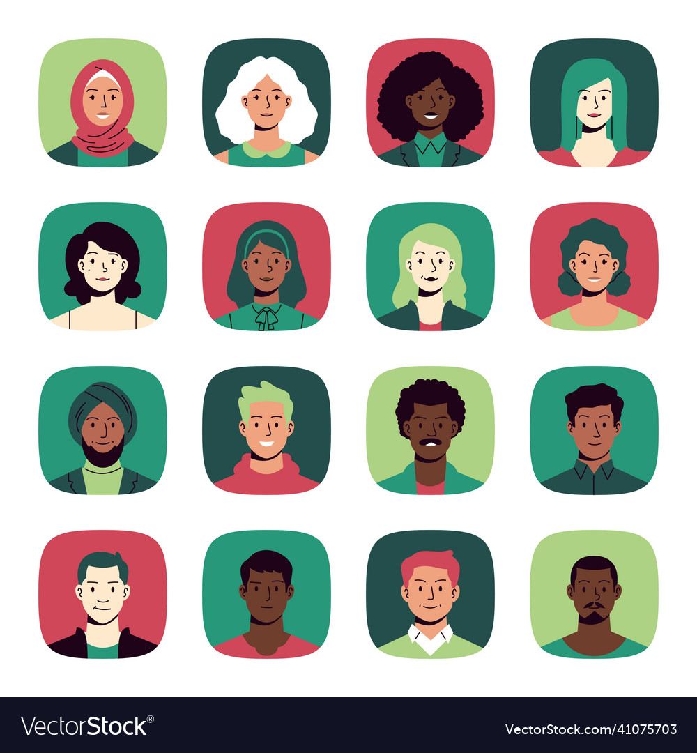 Set of character avatars in the various Royalty Free Vector