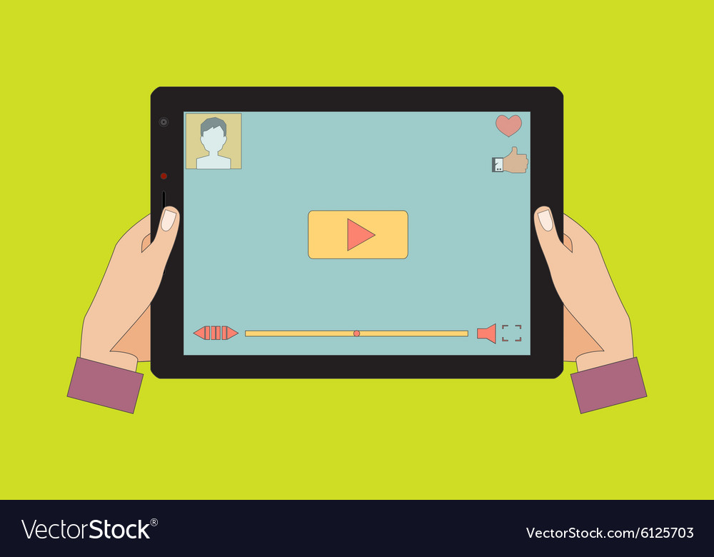 Tablet computer with video player on the screen