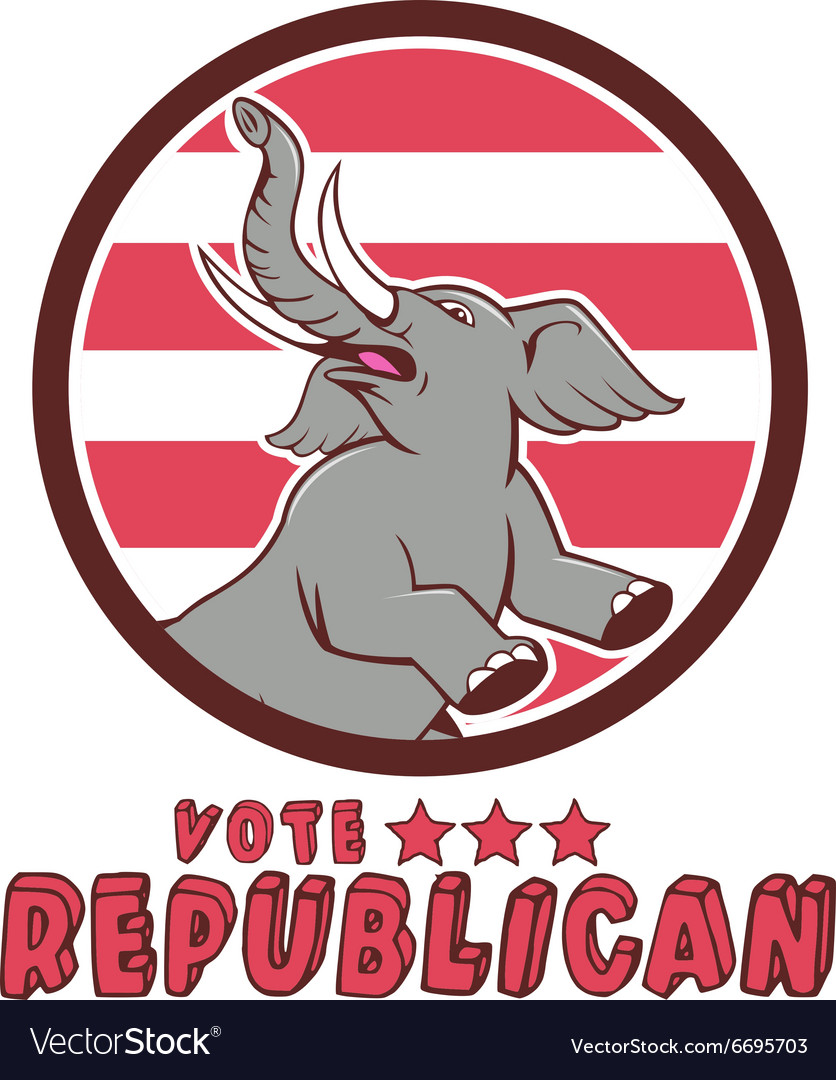 Vote republican elephant mascot circle cartoon Vector Image