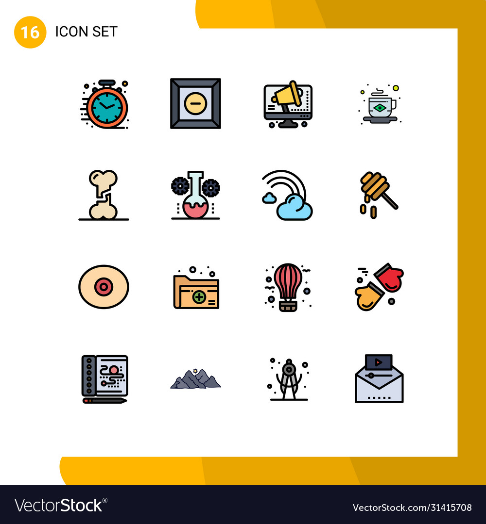 16 user interface flat color filled line pack