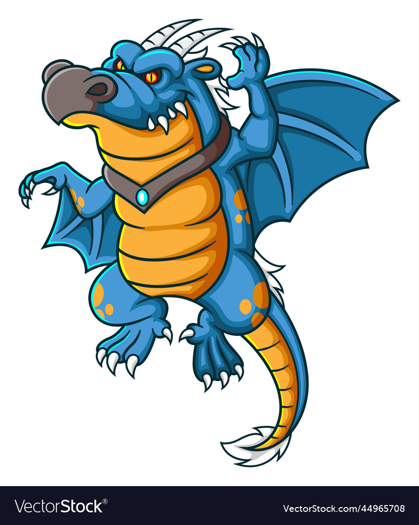 A blue fantasy dragon flying Royalty Free Vector Image