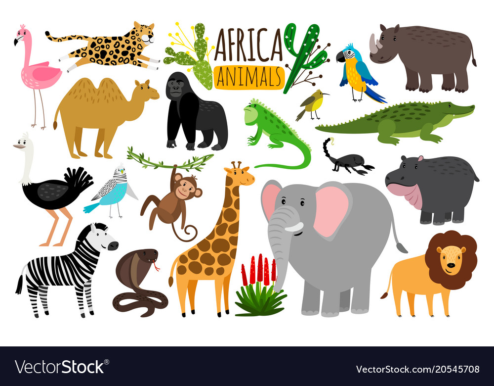 African animals various wildlife animals Vector Image African animals various wildlife animals Vector Image