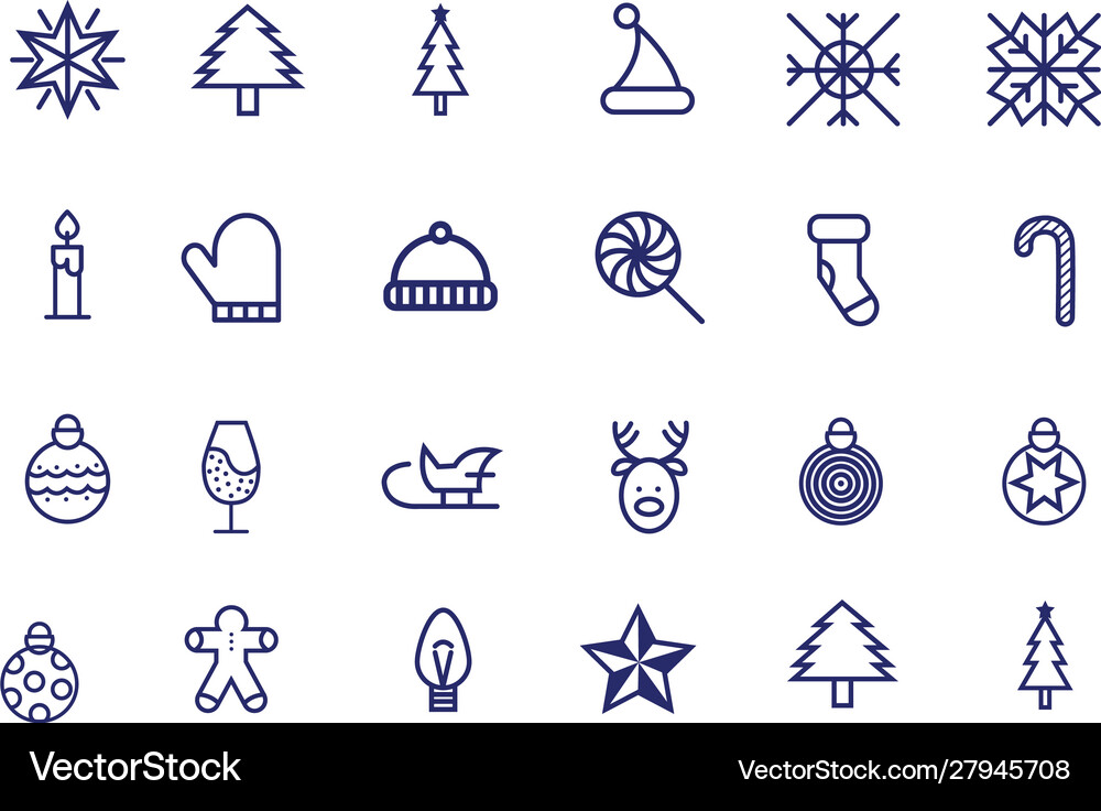 Bundle christmas set icons Royalty Free Vector Image