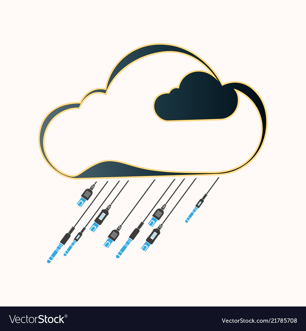Computer cloud of dark color with a golden frame