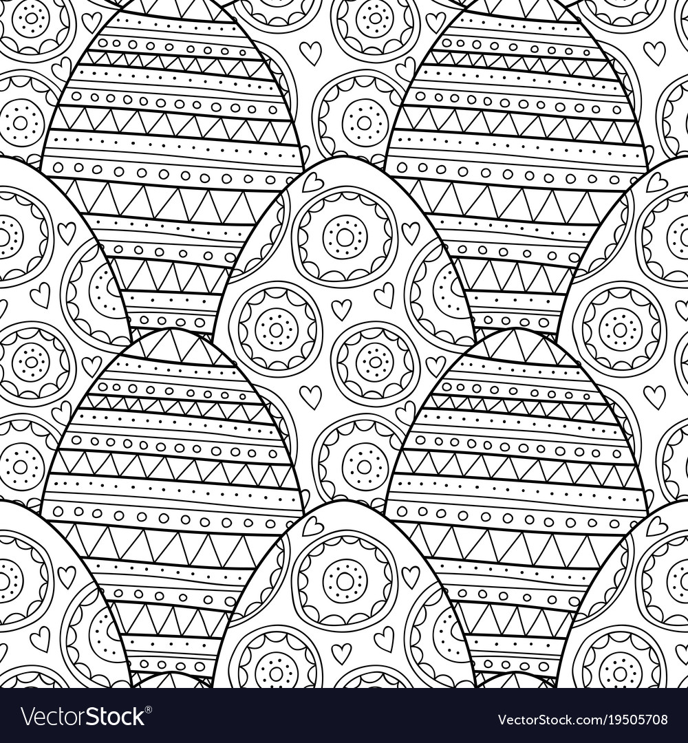 Easter eggs black and white seamless pattern Vector Image