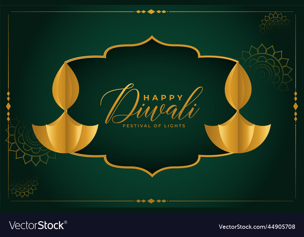 Ethnic style golden diya banner for festival Vector Image