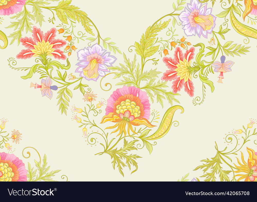 Fantasy flowers in retro vintage jacobean vector image Fantasy flowers in retro vintage jacobean