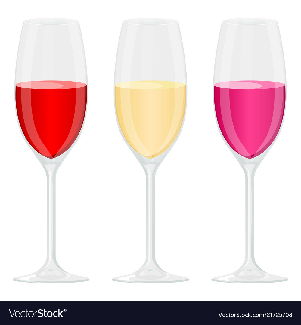 Glass Of Wine Red White And Rose Royalty Free Vector Image