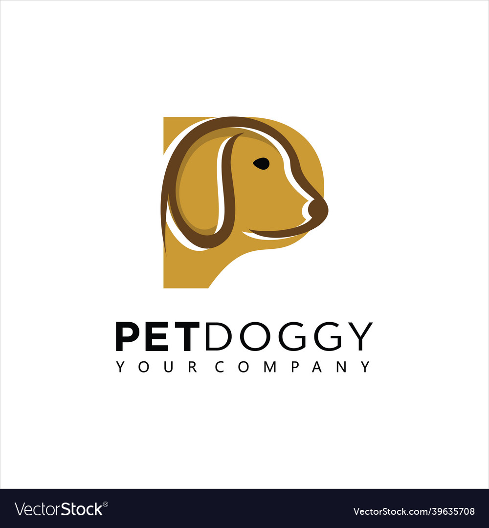 Letter p logo design in combination with dogs Vector Image Letter p logo design in combination with dogs