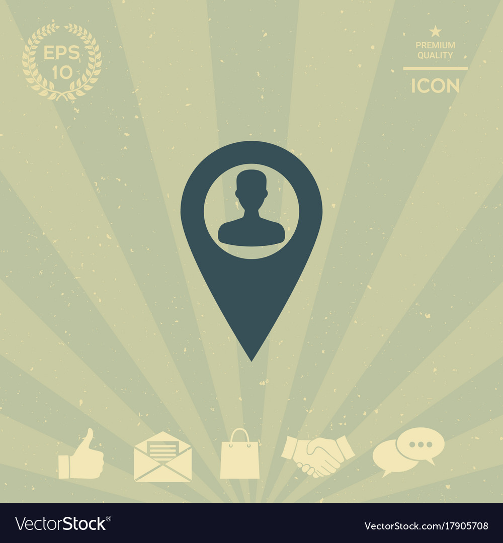 Map pointer with man silhouette