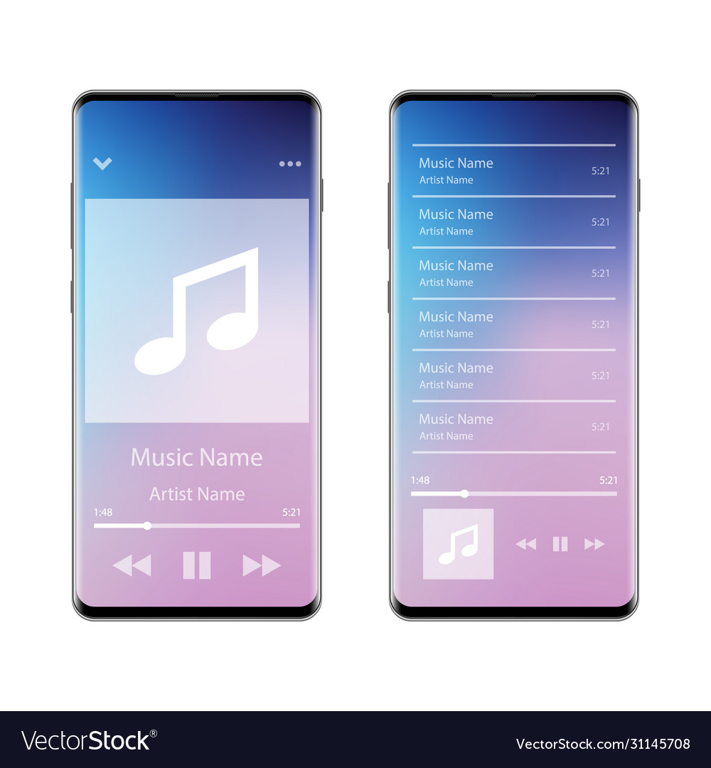 Music player interface application on smartphone vector image Music player interface application on smartphone