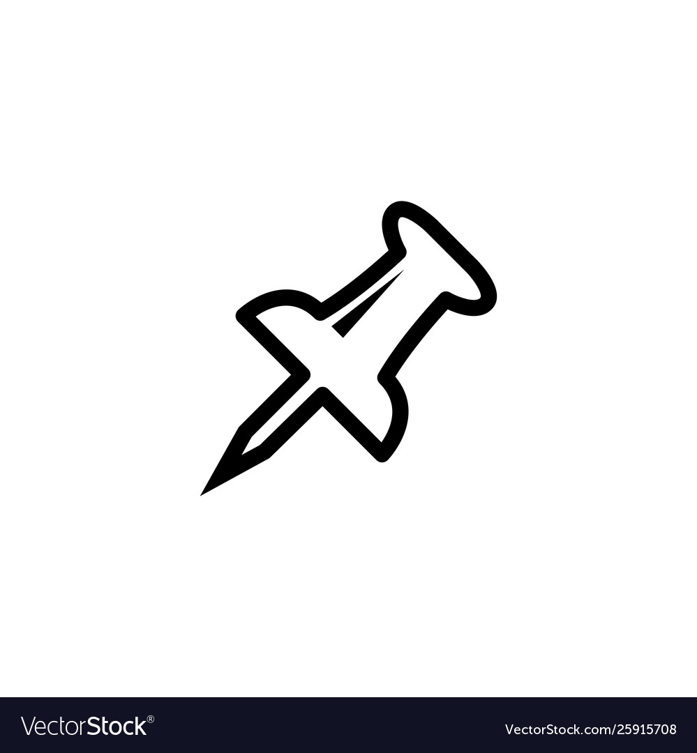 Push pin line icon in flat style for apps ui
