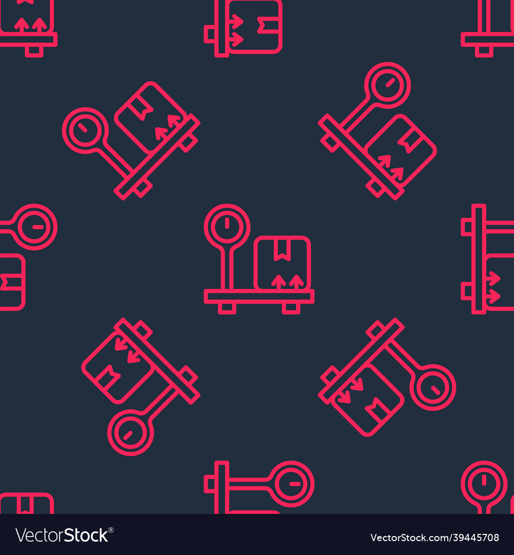 Red line scale with cardboard box icon isolated