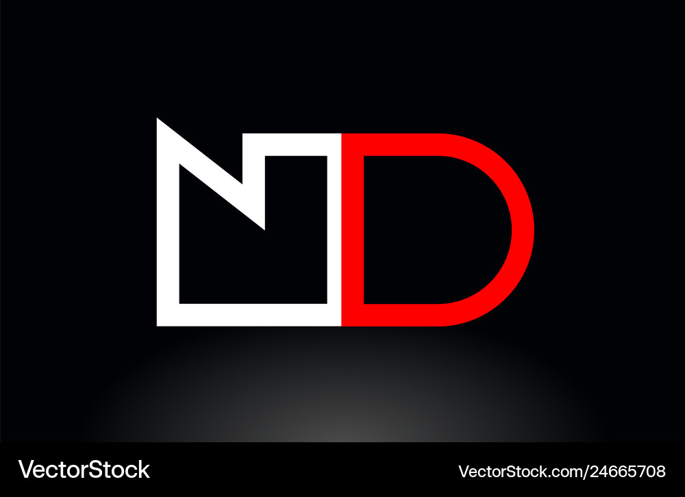 Red white alphabet letter nd n d combination Vector Image