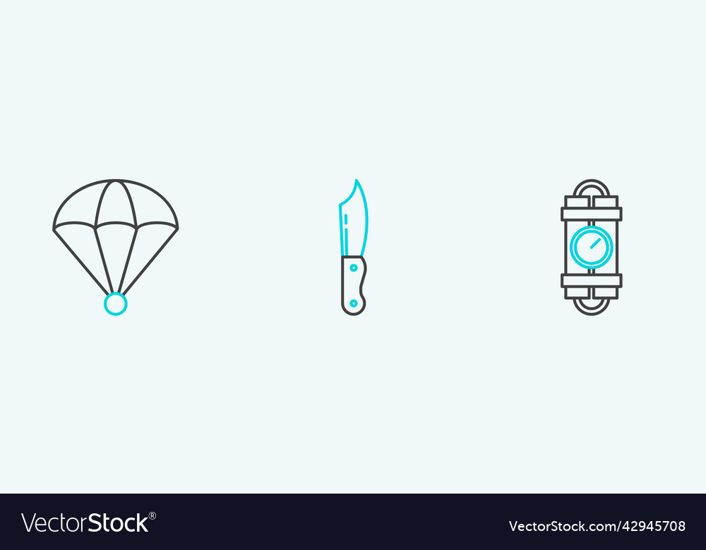 Set line detonate dynamite bomb stick and timer vector image Set line detonate dynamite bomb stick and timer