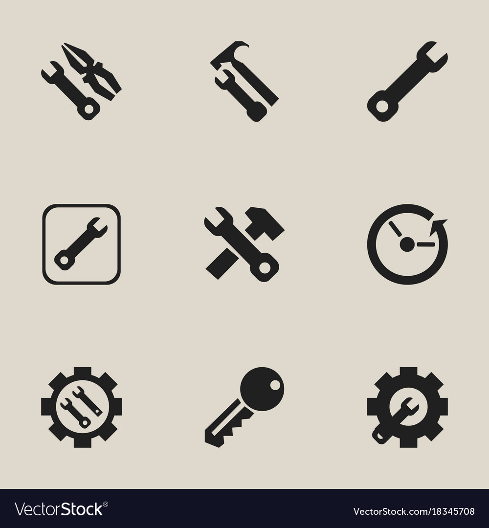 Set of 9 editable toolkit icons includes symbols