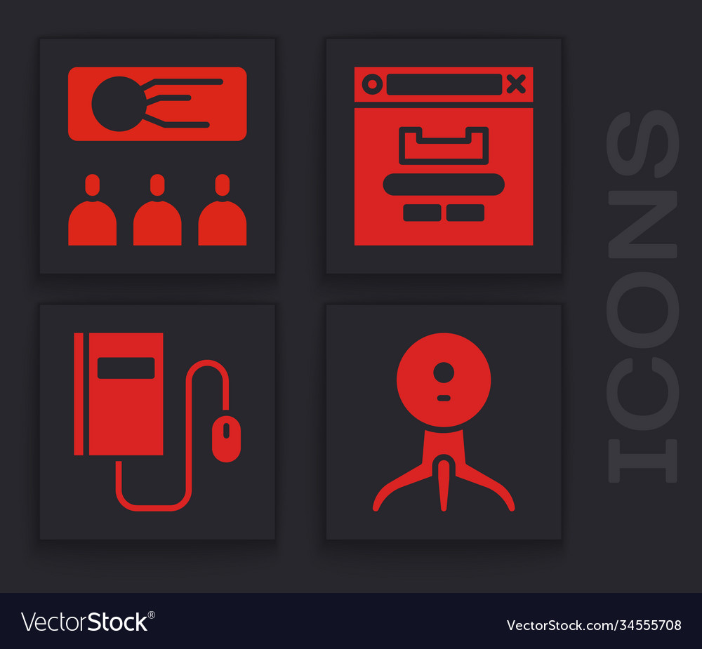 Set web camera training presentation browser vector image Set web camera training presentation browser