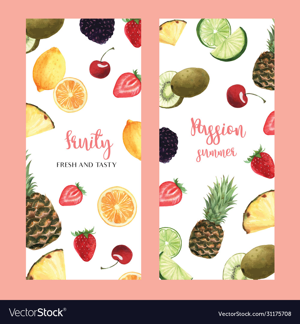 Tropical fruits menu design passionfruit summer Vector Image