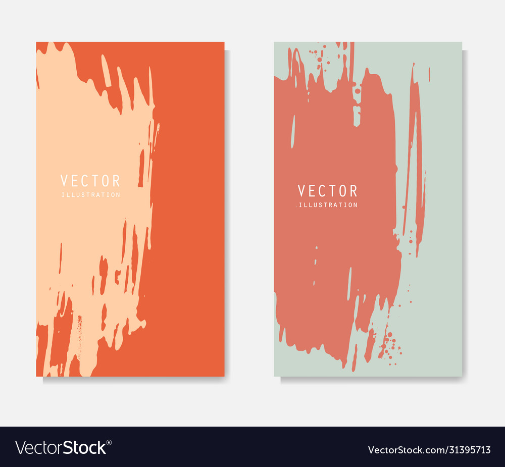 Abstract ink brush banners set with grunge effect