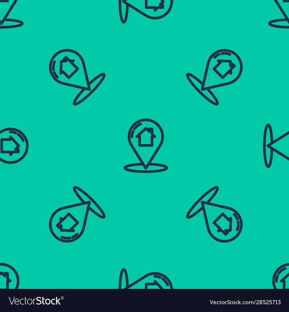 Blue line map pointer with house icon isolated Vector Image Blue line map pointer with house icon isolated