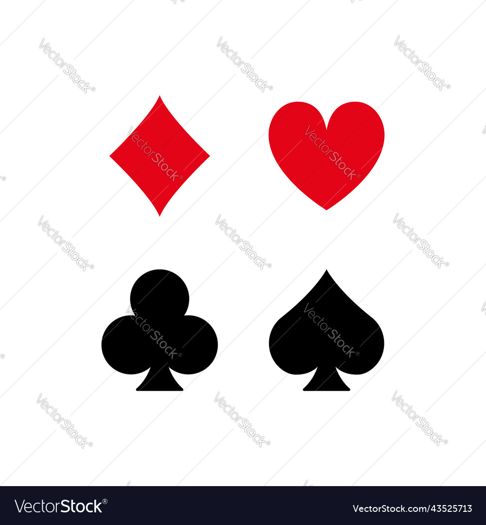 Casino game flat symbol poker play suit set glyph