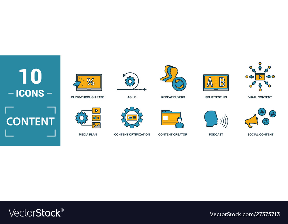 Content icon set include creative elements cms